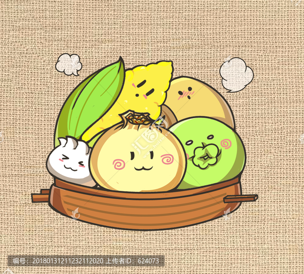 手繪Q版包點早餐,PSD