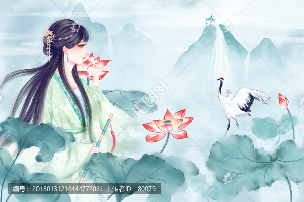 古風(fēng)美女荷花