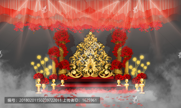 歐式婚禮,紅金色婚禮,泡雕婚禮