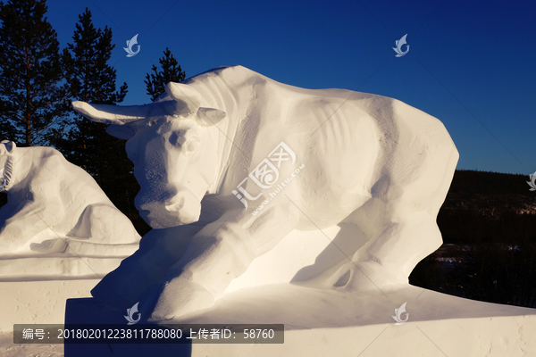 雪雕十二生肖,牛