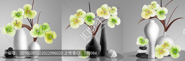 烤瓷浮雕蝴蝶蘭裝飾畫
