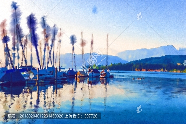 瑞士風(fēng)光水彩畫,無分層