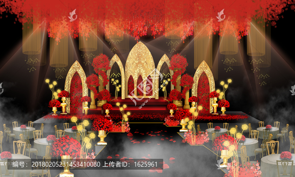 歐式紅金色拱門婚禮