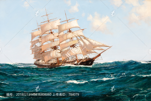 蒙塔古道森,帆船油畫