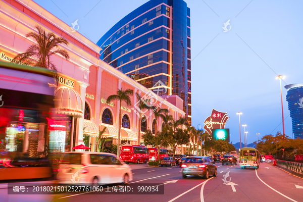 澳门街头,夜景,高清