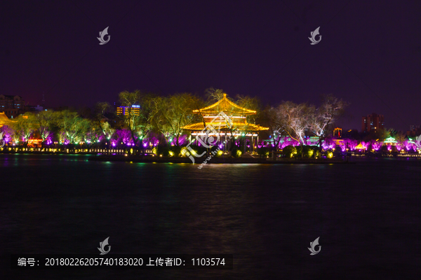 济南大明湖夜景,（25）