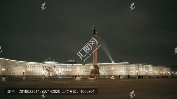 圣彼得堡海军总参谋部大楼,夜景