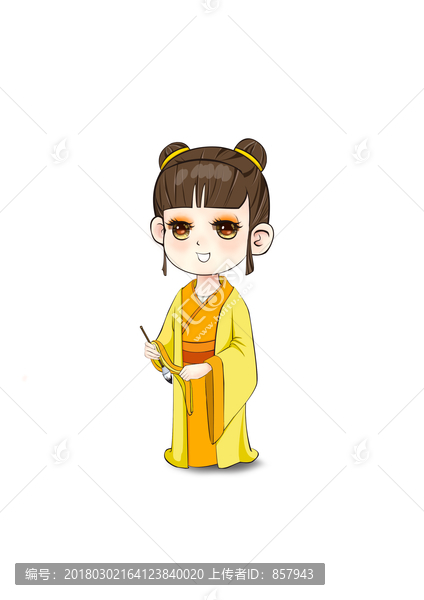 古風Q版手繪拿筆人物