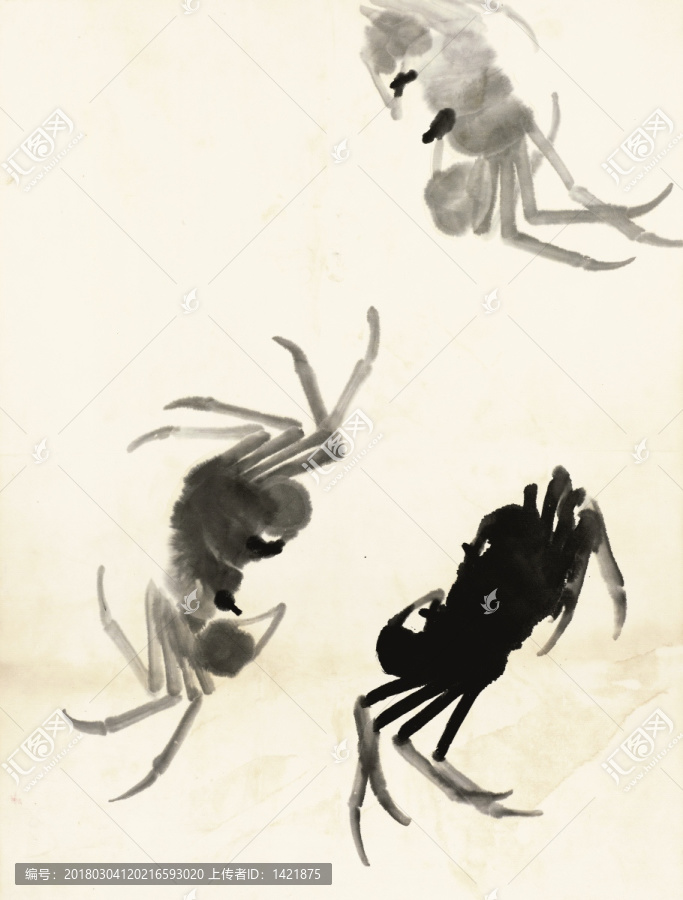 齊白石,魚蝦冊頁之螃蟹