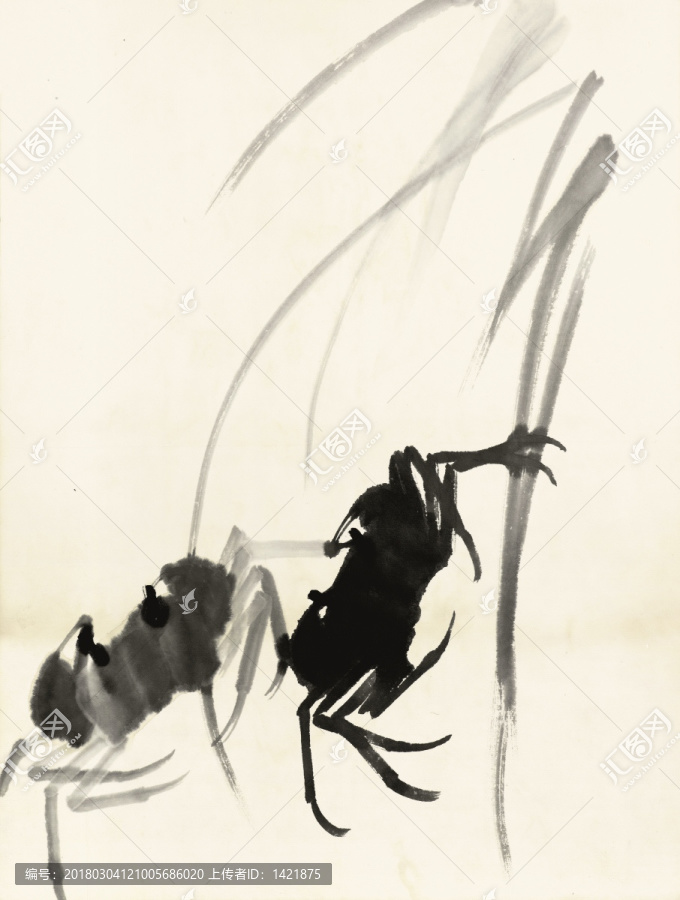 齊白石,魚蝦冊頁之螃蟹