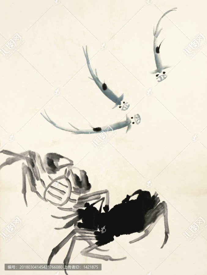 齊白石,魚蝦冊(cè)頁(yè)之螃蟹