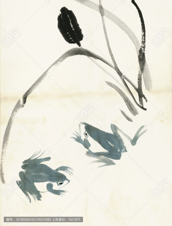齊白石,魚蝦冊頁,之青蛙