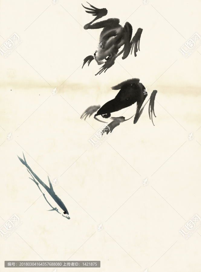 齊白石,魚(yú)蝦冊(cè)頁(yè),之青蛙