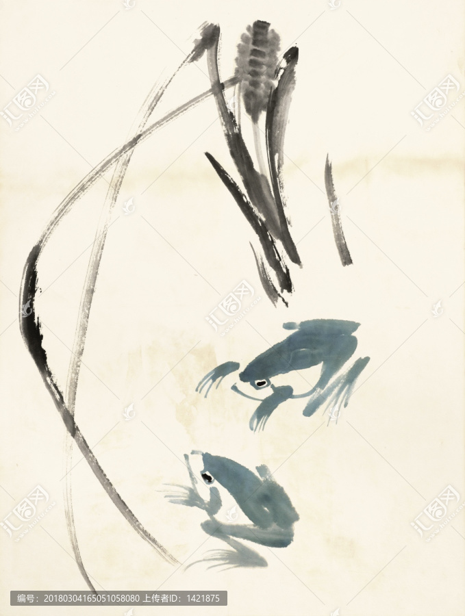 齊白石,魚蝦冊(cè)頁之兩只青蛙