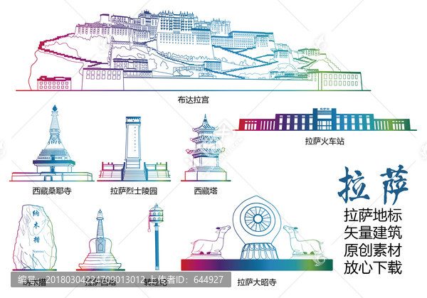 拉萨地标,拉萨标志建筑矢量大全