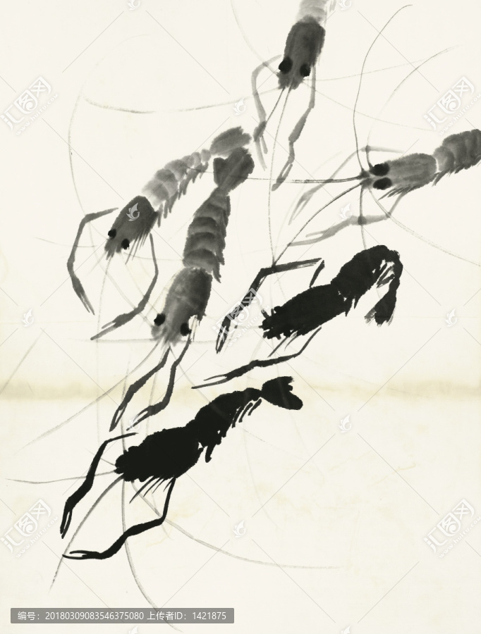 齊白石,魚蝦冊頁,之蝦