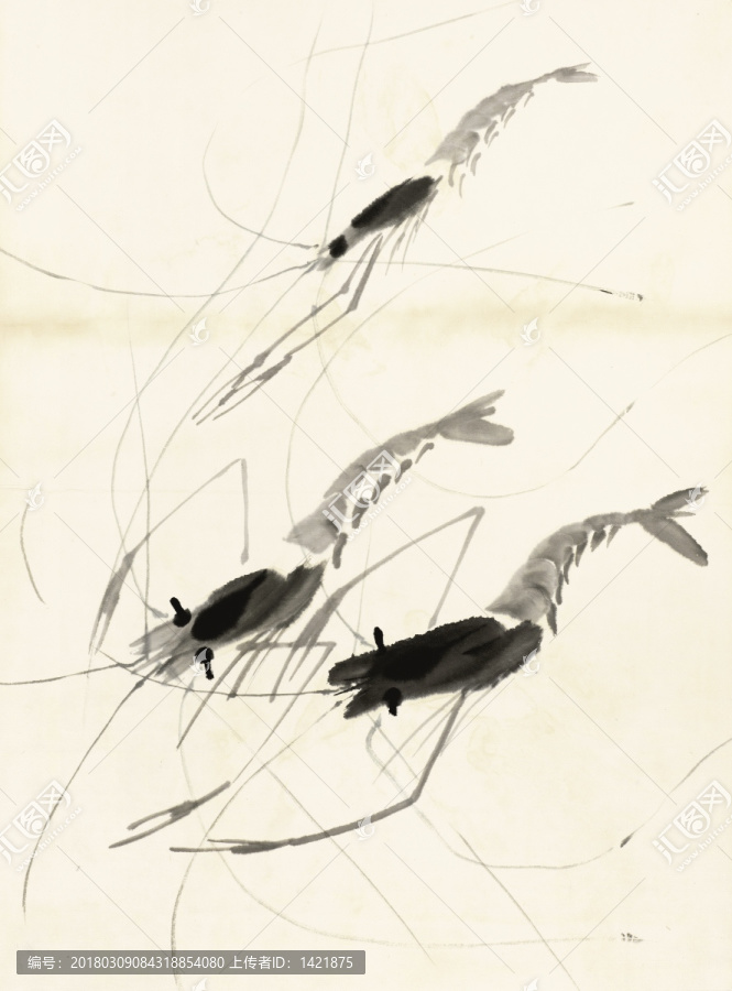 齊白石,魚蝦冊頁,之蝦