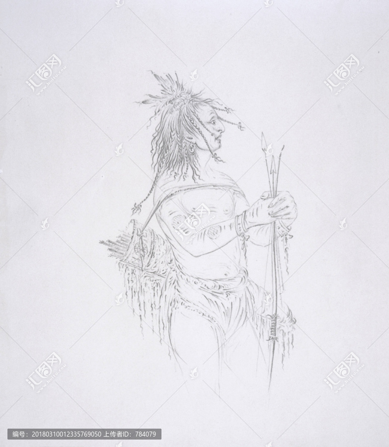 喬治卡特林,印第安人物素描