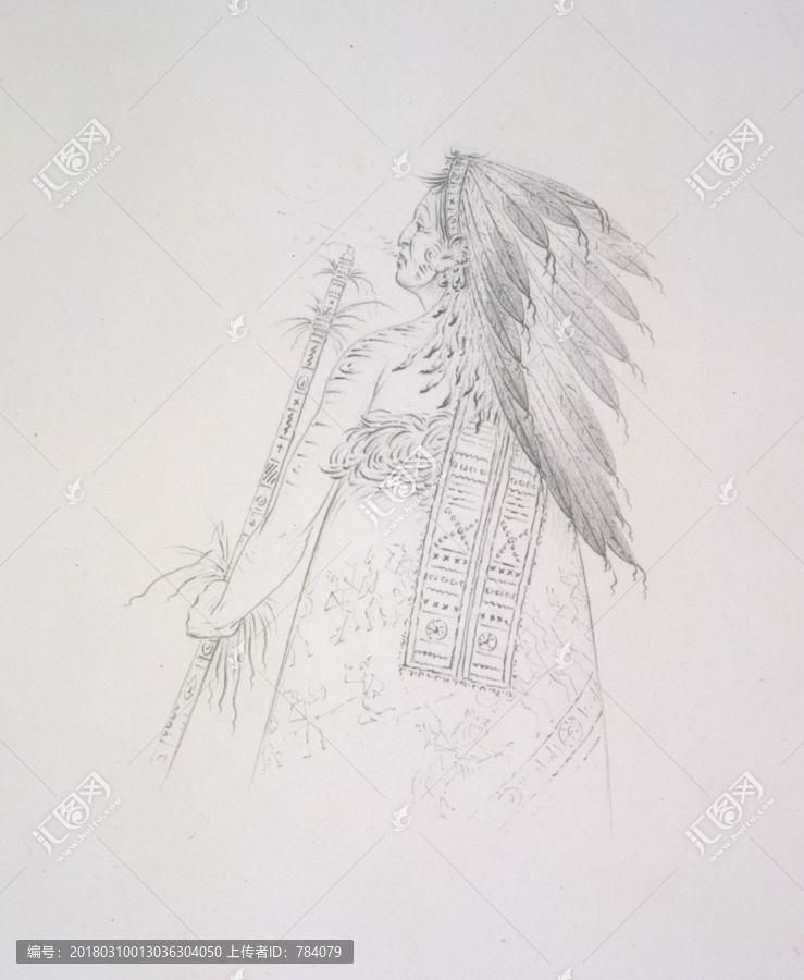喬治卡特林,印第安人物素描