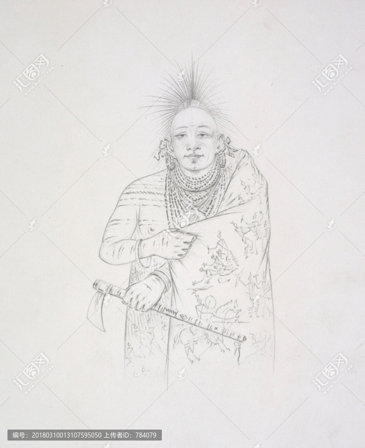 喬治卡特林,印第安人物素描