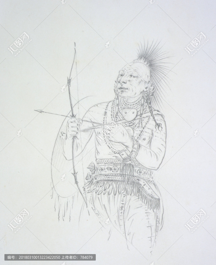 喬治卡特林,印第安人物素描