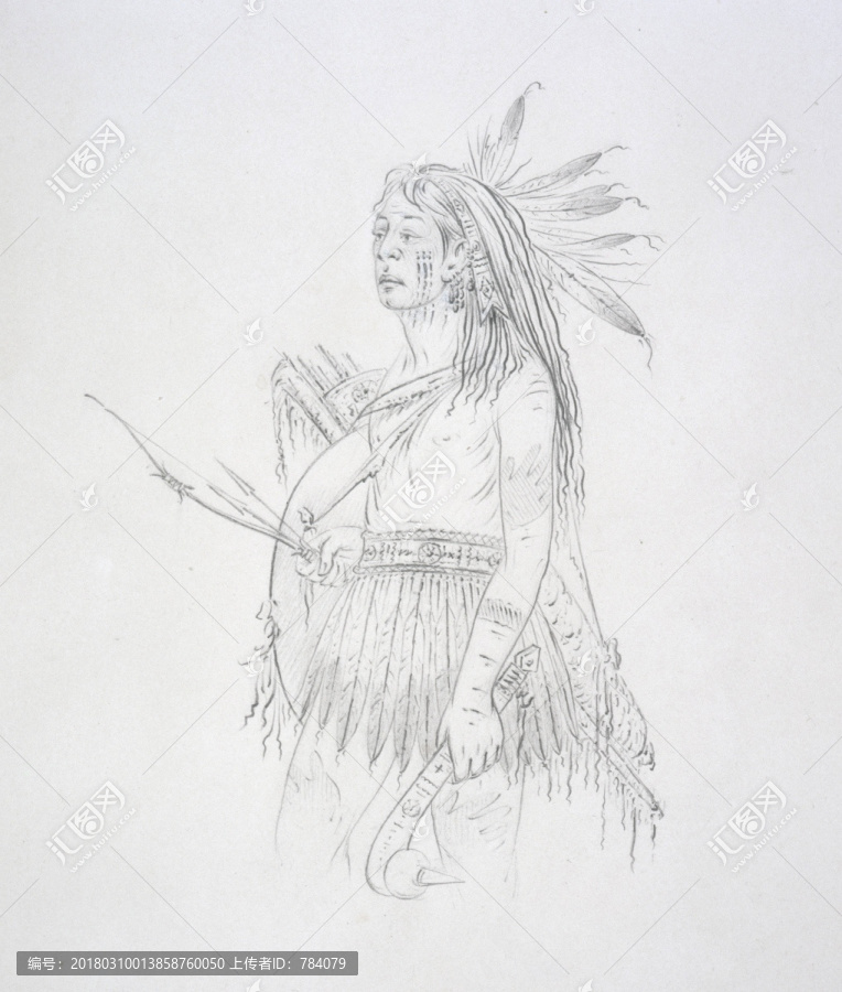 喬治卡特林,印第安人物素描