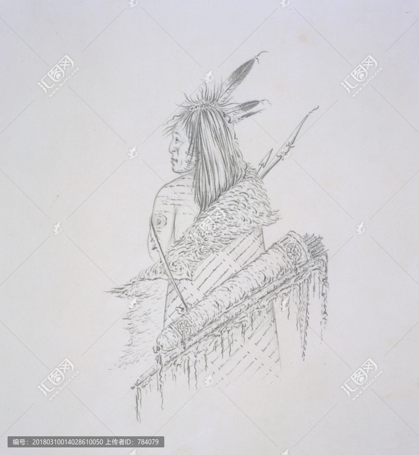 喬治卡特林,印第安人物素描