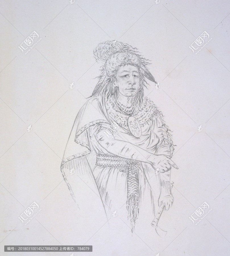 喬治卡特林,印第安人物素描