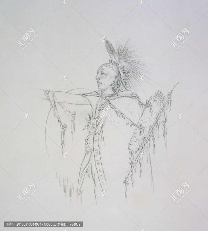 喬治卡特林,印第安人物素描