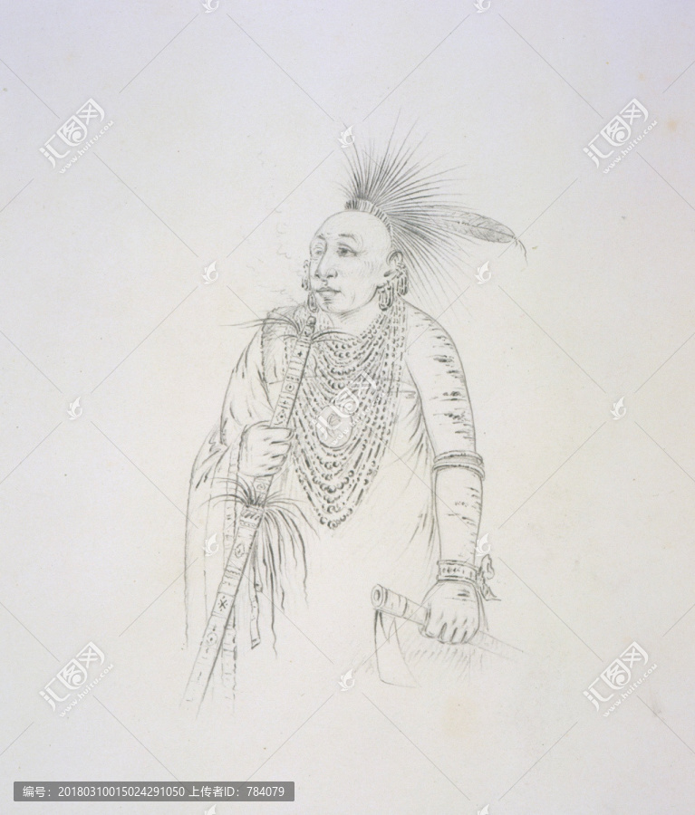 喬治卡特林,印第安人物素描
