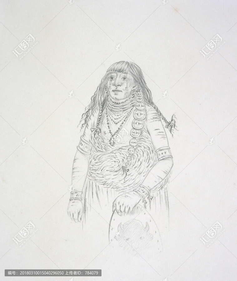 喬治卡特林,印第安人物素描