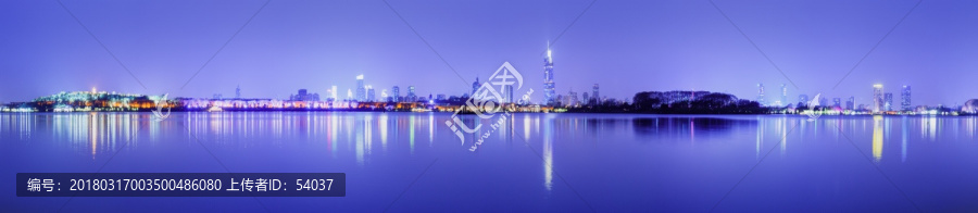 南京玄武湖夜景全景