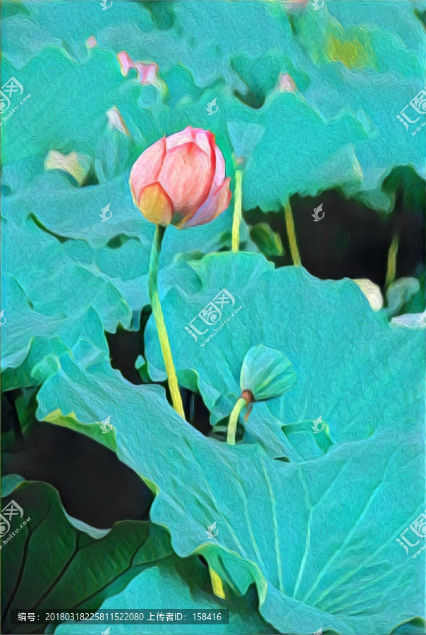 抽象工筆手繪水墨荷花裝飾畫(huà)