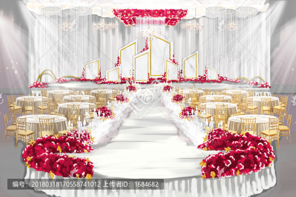 室內(nèi)紅色大理石婚禮