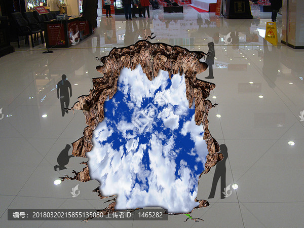 3D藍(lán)天白云地板畫