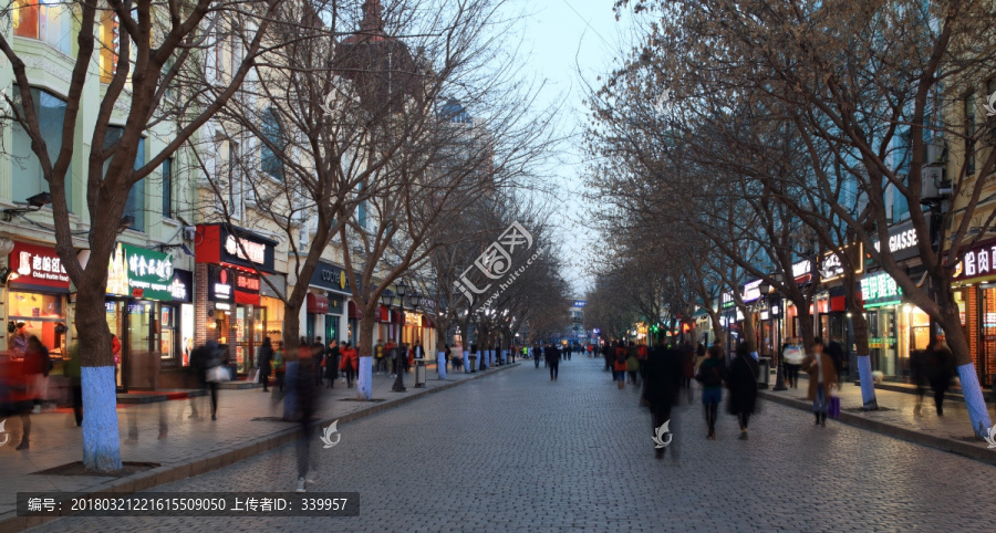 欧式建筑,哈尔滨中央大街夜景