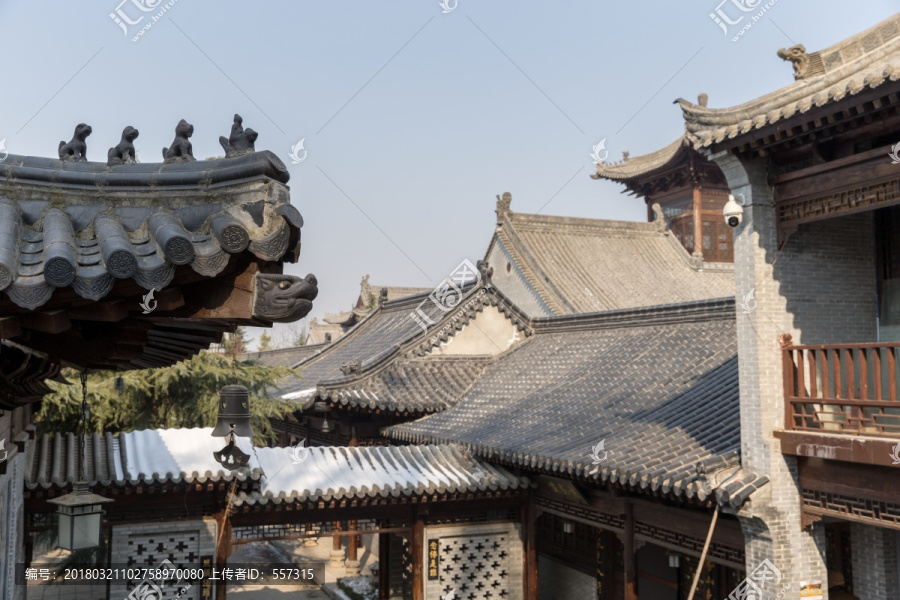 中式寺院建筑屋檐,古观音禅寺
