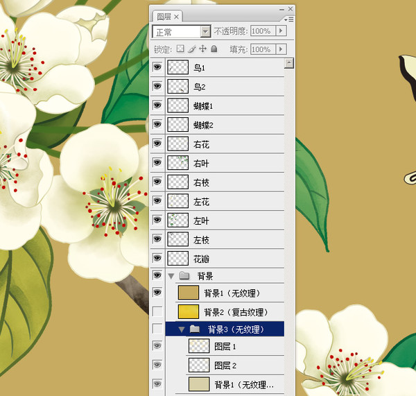 工筆畫,花鳥畫,裝飾畫,PSD
