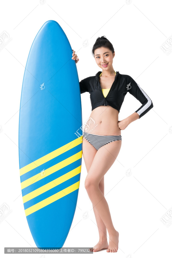 女子和冲浪板