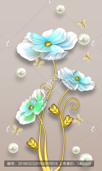 3d浮雕立體珠寶花玄關(guān)背景墻