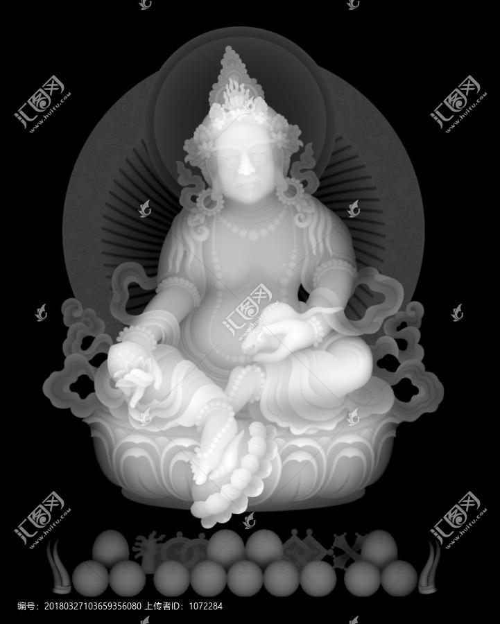黃財(cái)神三浮雕圖灰度圖藏佛唐卡