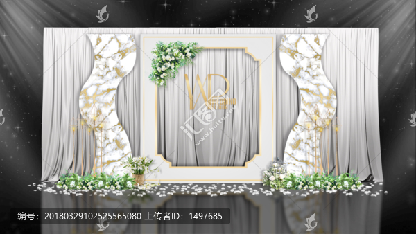 大理石小清新風(fēng)灰金色系婚禮