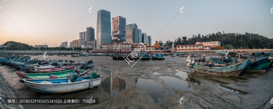 厦门海边渔港黄昏风景