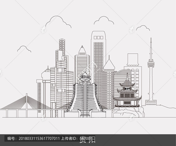 貴陽城市線稿