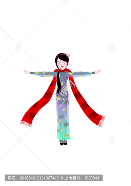 格子圍巾的女人