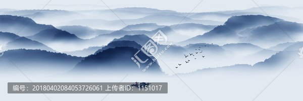 水墨远山,山水意境画