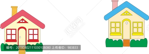 卡通矢量可變色房子素材圖