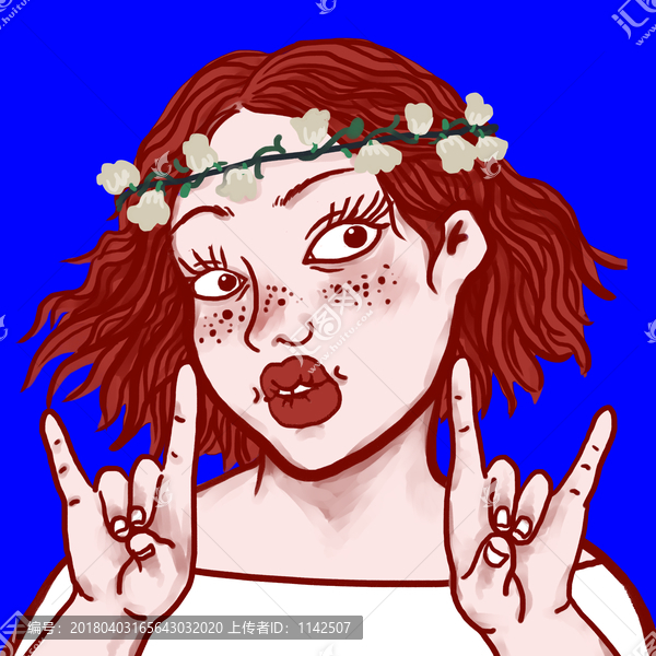搞怪戴花女孩