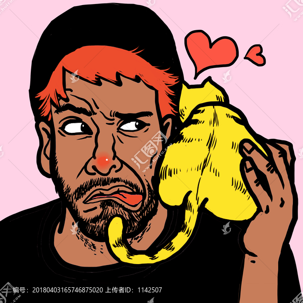 搞怪做鬼臉看貓咪的男噠