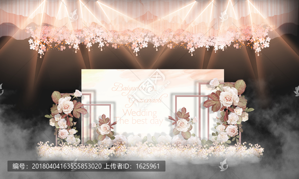 浪漫水彩花迎賓區(qū),簽到區(qū)